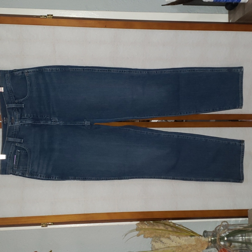 J. Crew High-Rise Straight Jeans in Medium Blue Wash